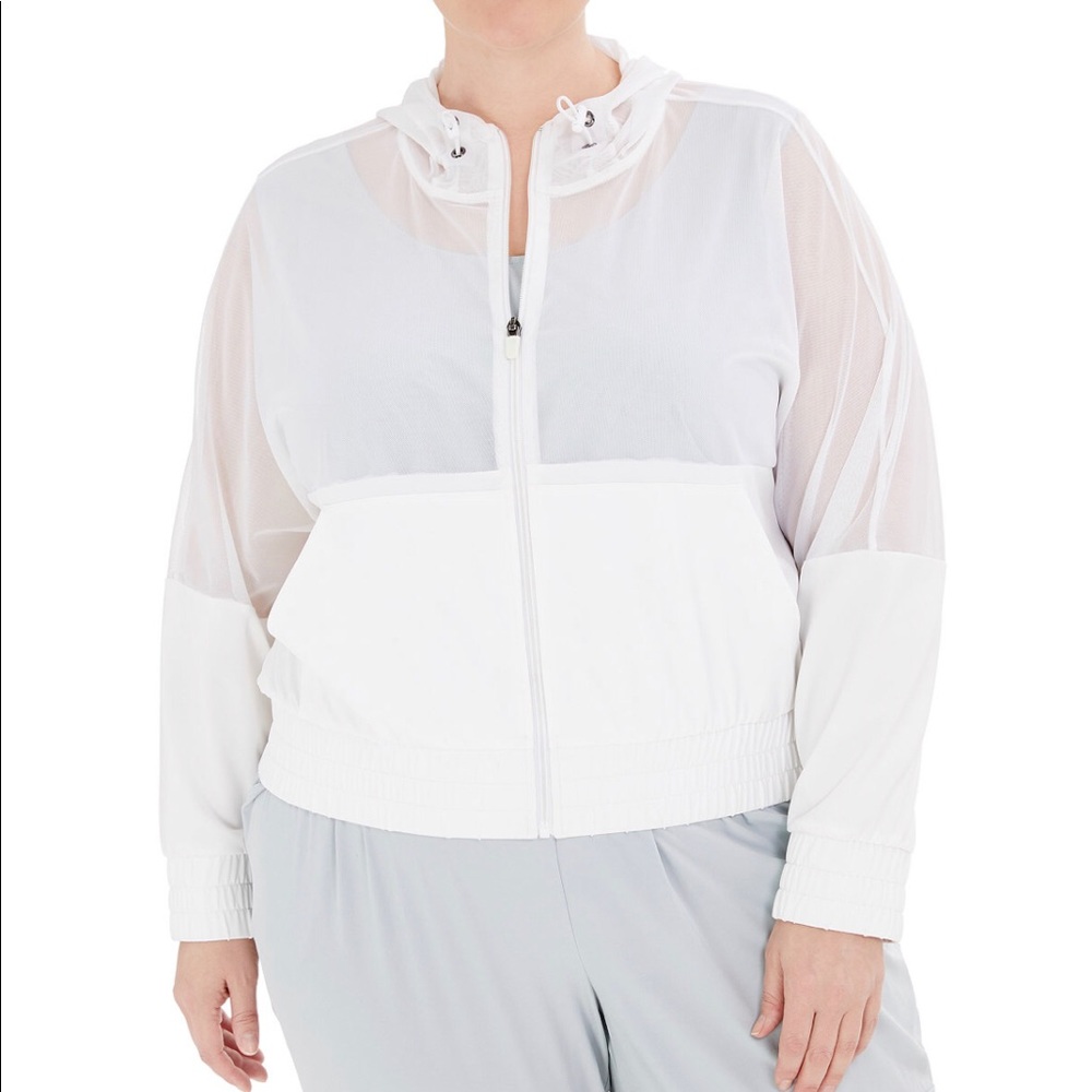 Zip up Mesh Hoodie Plus Size
